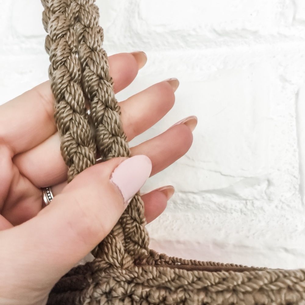 Lina Light Brown Crochet Woven Bag - Picture 7 of 7